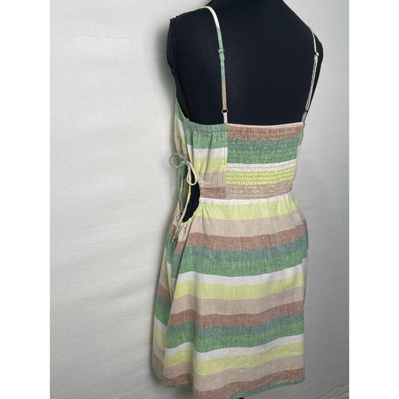 Aerie Linen Striped Mini Dress with Side Cutouts Size Small - Picture 6 of 10